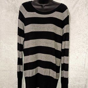 Mossimo Black & Grey Striped Light Weight Tunic Sweater Size Large